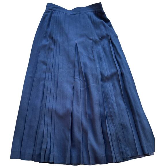 Talbots Navy Pleated Wool Skirt Size M Classic Preppy Vintage Academia - Picture 1 of 5